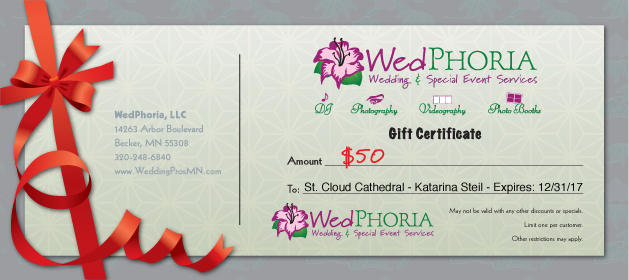 Wedding Business Gift Certificate