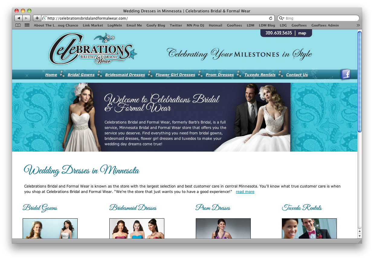 Celebrations Bridal Web Design