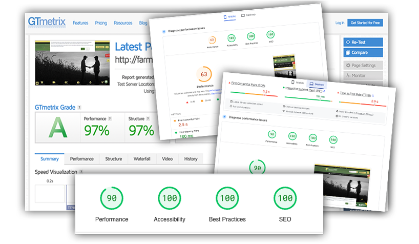 Farm Website Speed and Rating