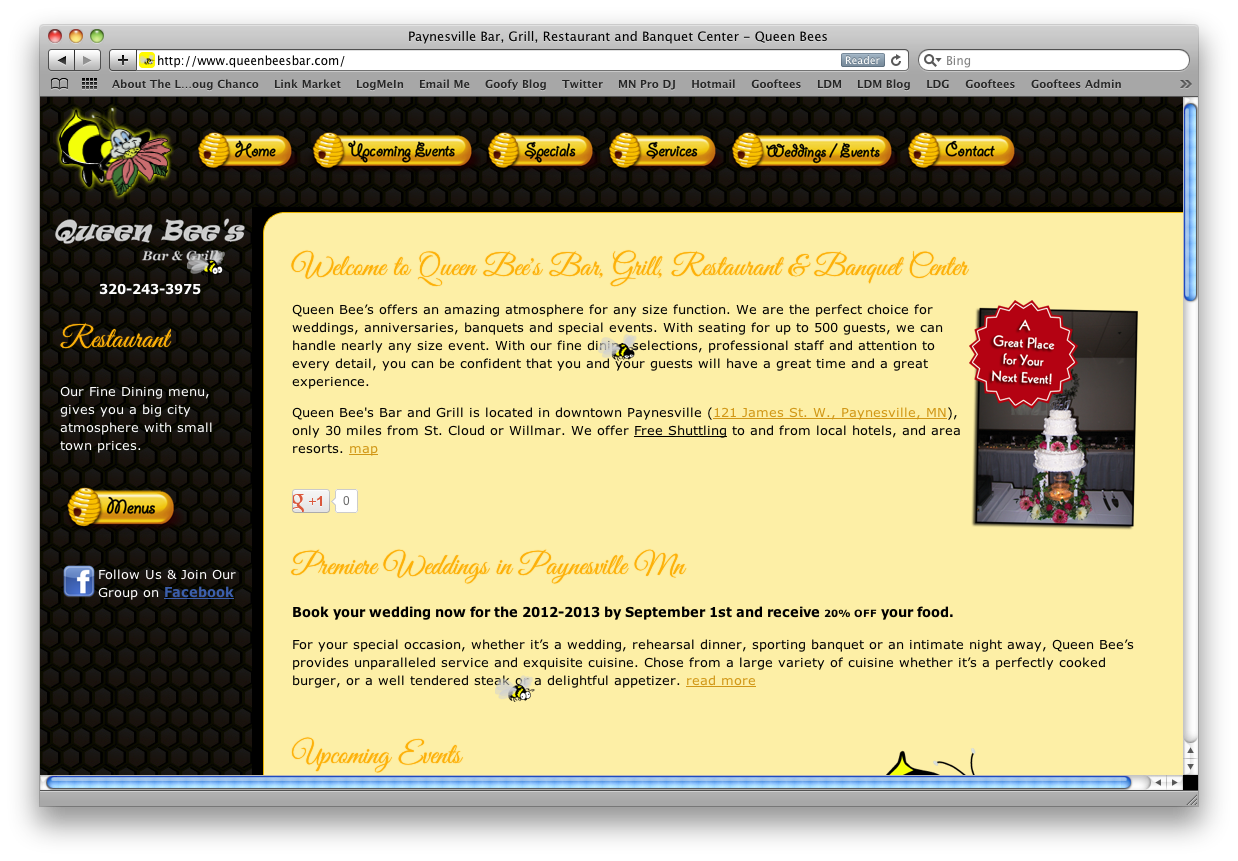 Queen Bee's Bar Web Design